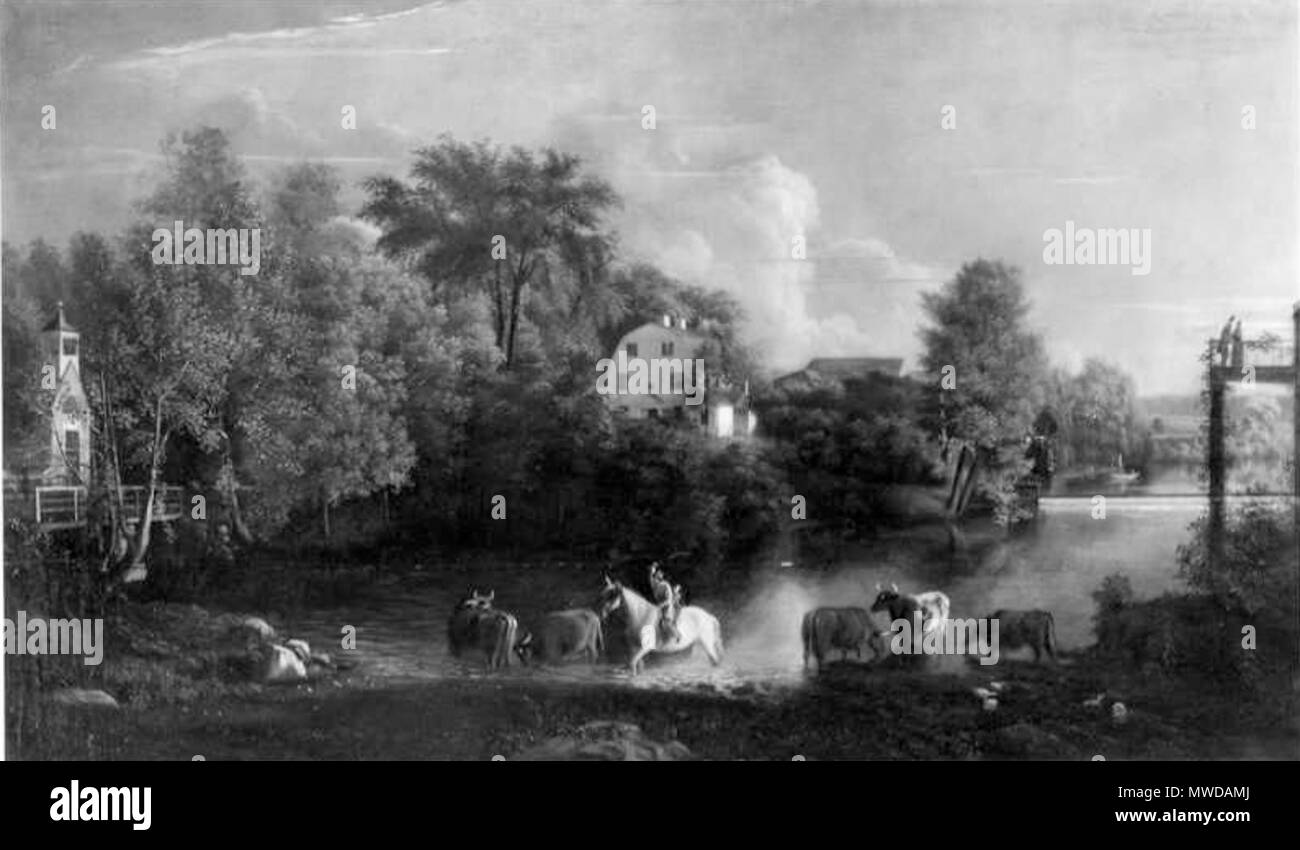 . The Hollingsworth Home in Milton. 1840s. Oil on canvas. 106.68 x 181.93 cm (42 x 71 5/8 in.). Museum of Fine Arts, Boston . circa 1840. George Hollingsworth 282 HollingsworthHouse Milton 1840s byGeorgeHollingsworth MFABoston Stock Photo