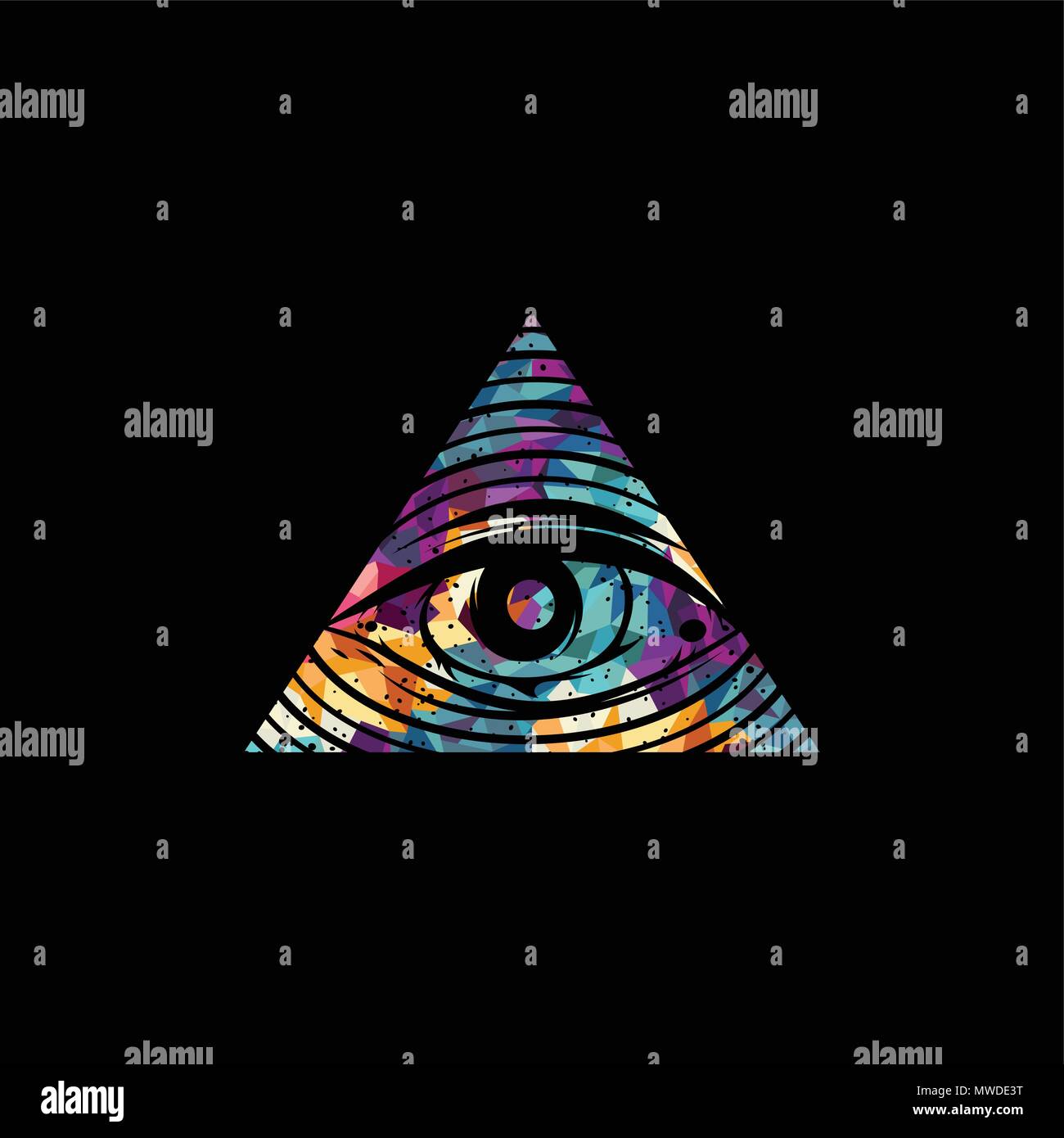 all seeing eye theme logo template vector art Stock Vector
