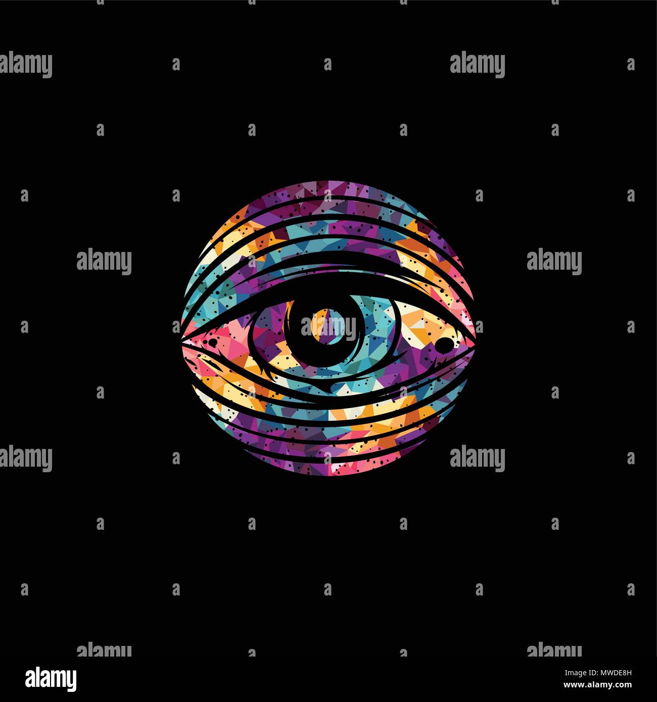 all seeing eye theme logo template vector art Stock Vector