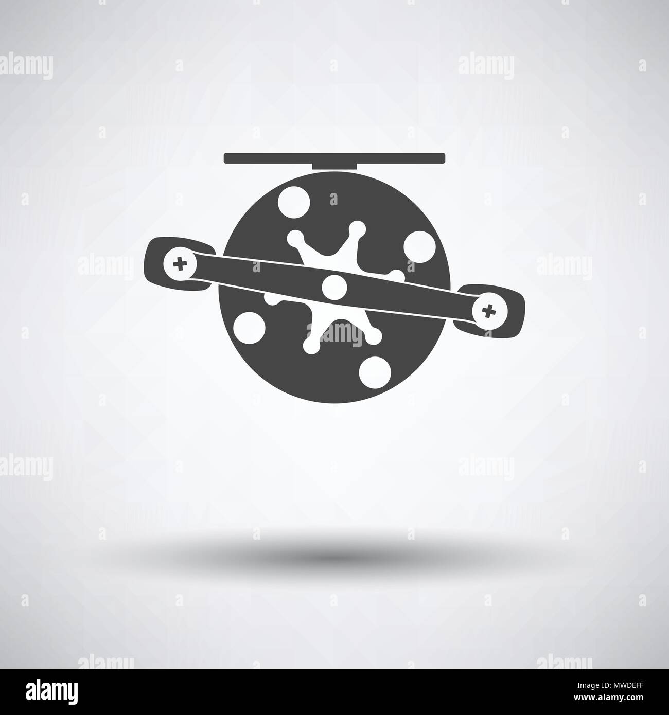 Icon of Fishing reel on gray background, round shadow. Vector ...