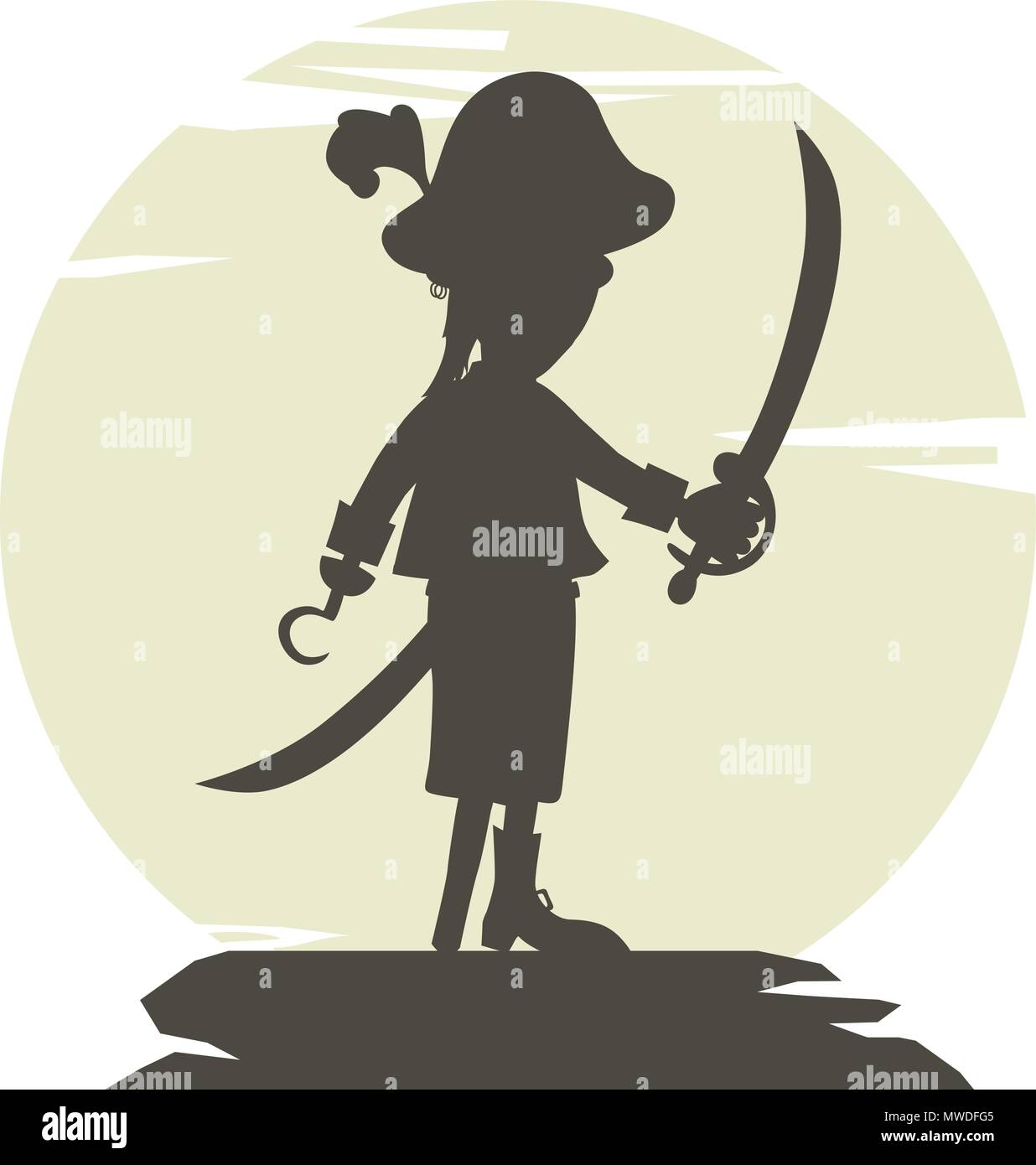 hook pirate silhouette theme vector art logo Stock Vector