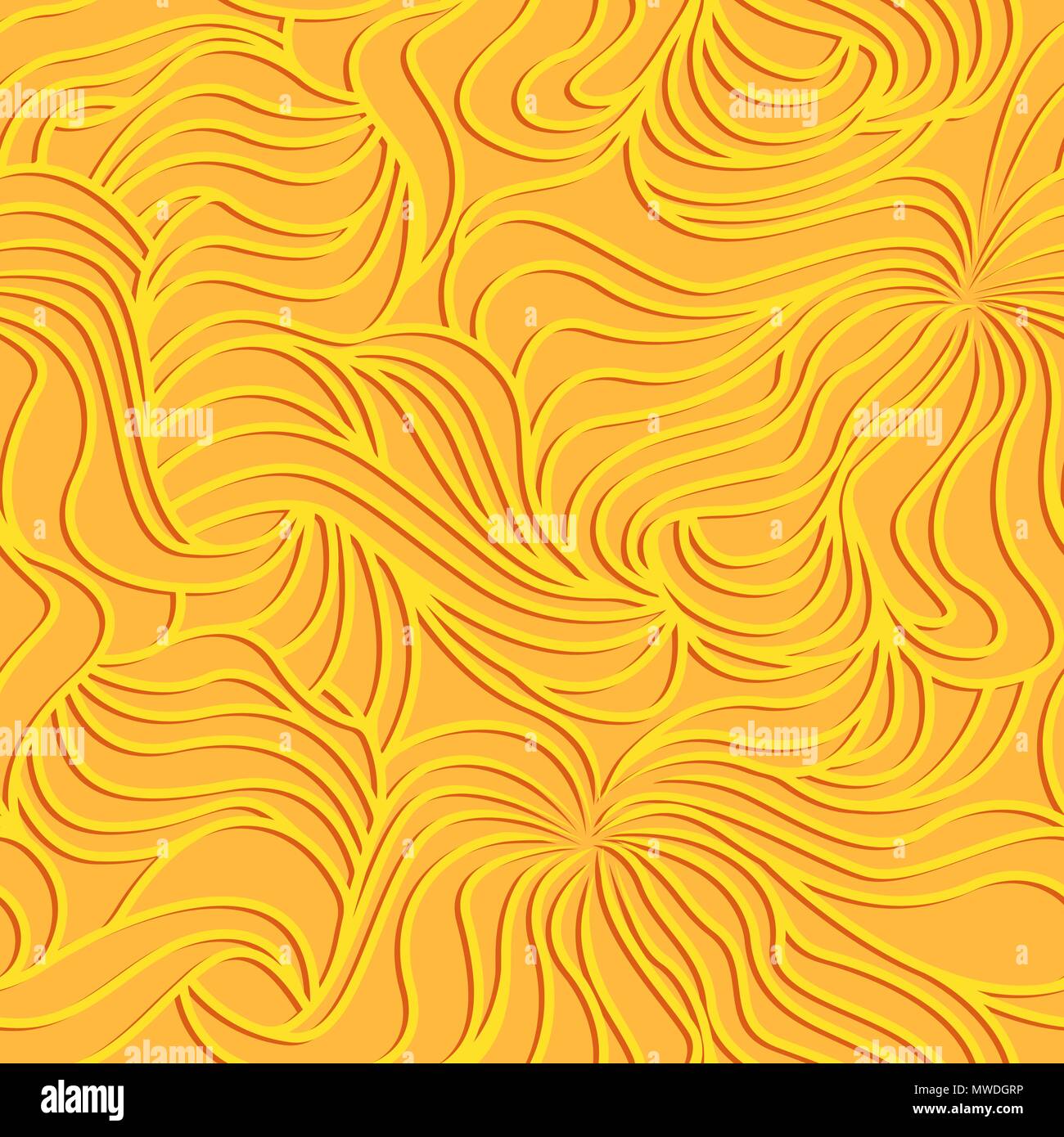 Seamless background made with interwoven wavy lines and curves in yellow and orange colors as a fabric texture Stock Vector