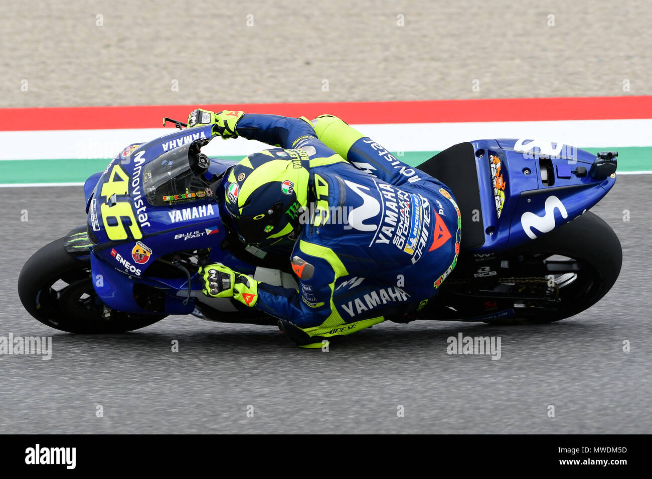 Florence, Italy. 31st May 2018. Valentino Rossi of Italy and Movistar Yamaha MotoGP in action during FP MotoGP Gran Premio dItalia Oakley-at Mugello Circuit