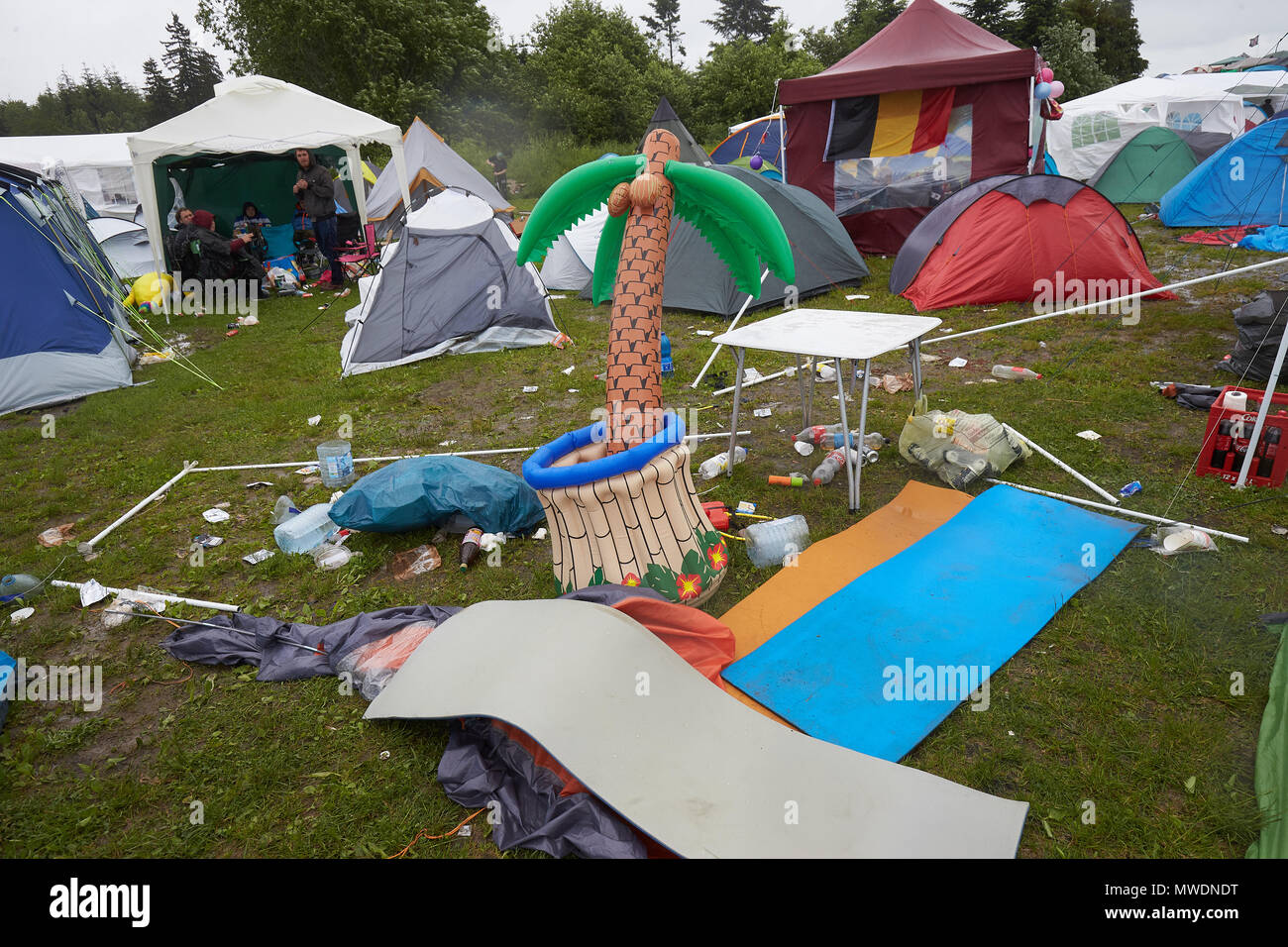 01 June 2018 Germany Nuremberg Damaged Tents On The Camping Grounds Of The Music Festival Rock