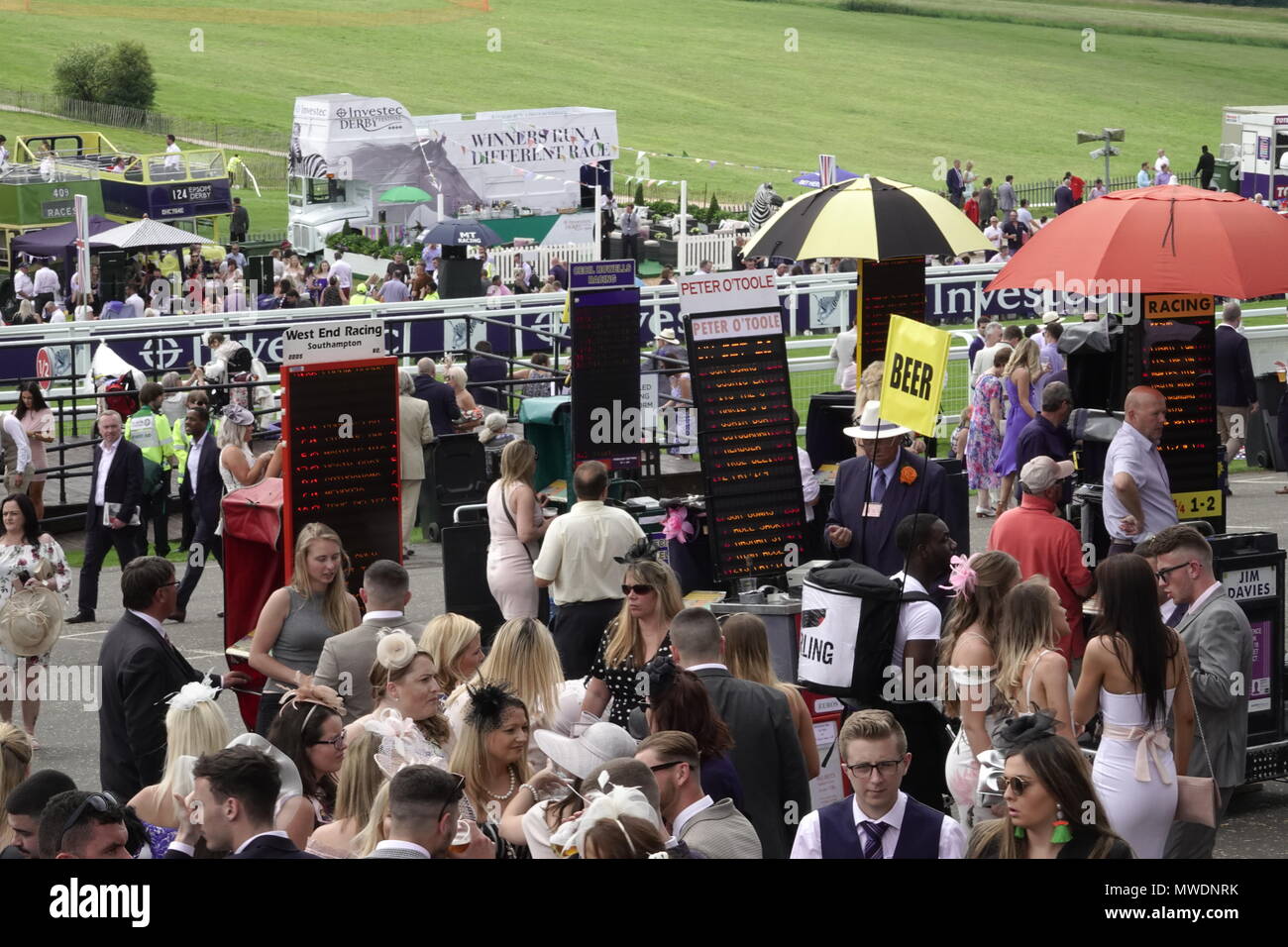 Epsom Downs, Surrey, UK., 1st June, 2018  The bookies stand at Investec Ladies Day on the Surrey Downs. Credit: Motofoto/Alamy Live News Stock Photo
