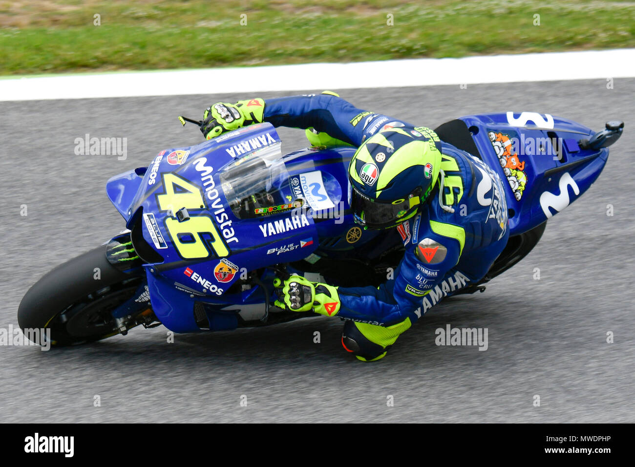 Scarperia, Italy. 1st Jun, 2018. Valentino Rossi of Italy and Movistar  Yamaha MotoGP in action during