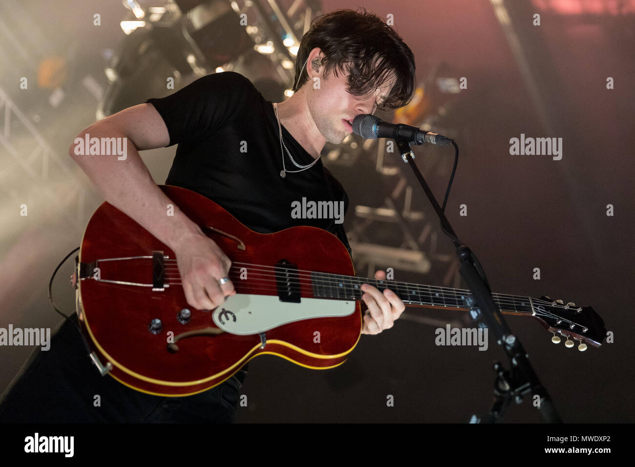 James Bay performs live on stage at the O2 Academy in Sheffield, UK, 1st June 2018. Stock Photo