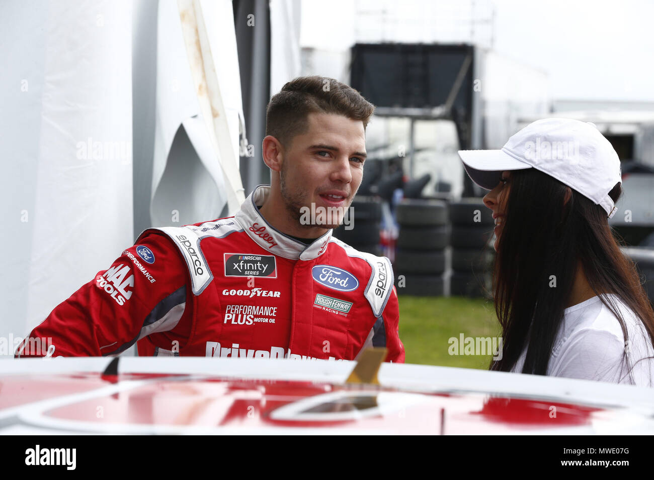 Ryan Reed 16 Long Pond, Pennsylvania, USA. 1st June, 2018. Ryan Reed (16) hangs out ...