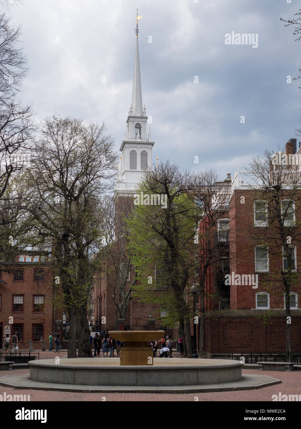 Paul Revere Mall and Old North Church in Boston, Massachusetts, USA Stock Photo