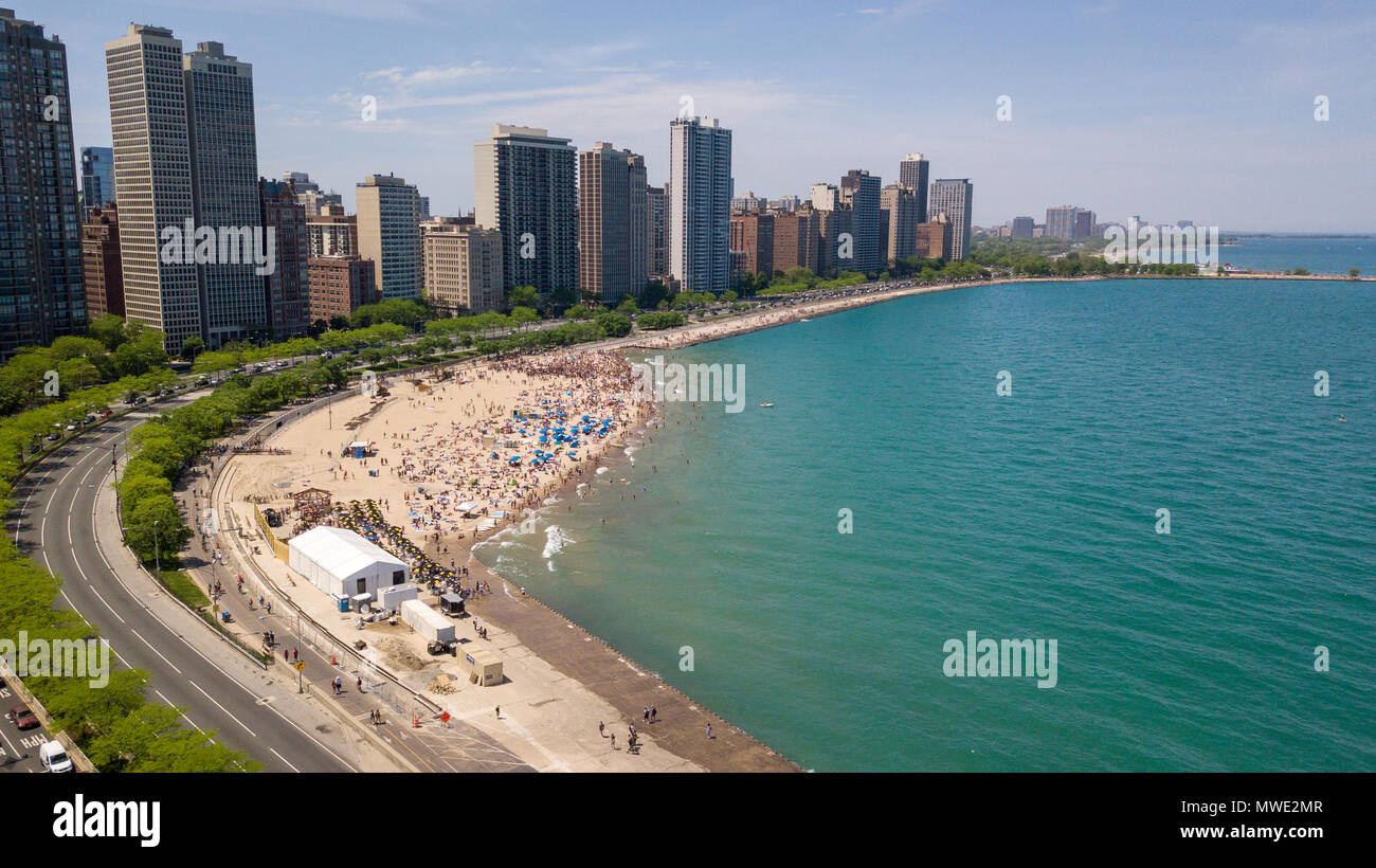 Oak Street Beach, Chicago, IL, USA Stock Photo