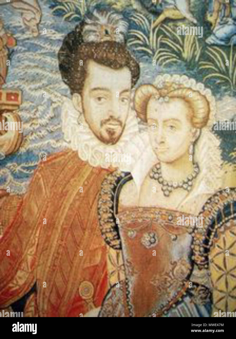271 Henri III et Louise de Lorraine - tapisseries des Valois - détail Stock Photo