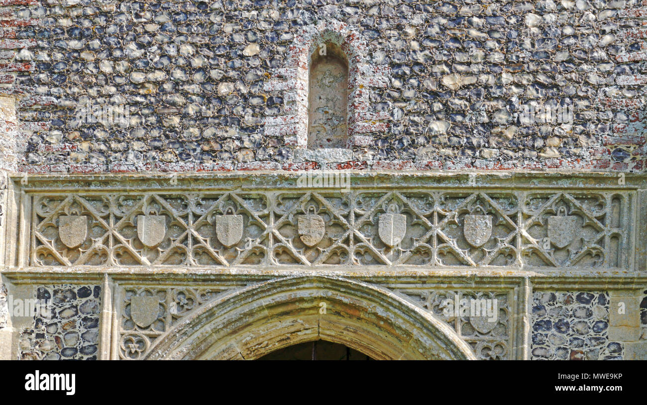 Architectural detail in the south porch of the church of St John at Waxham, Norfolk, England, United Kingdom, Europe. Stock Photo