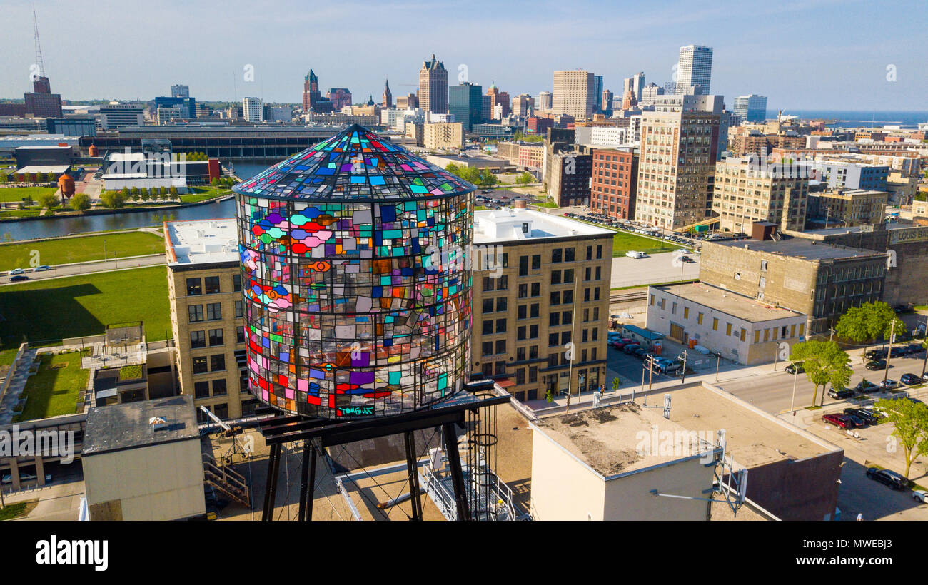 Tom Fruin's stained glass watertower, 400 S 5th St Walker's Point