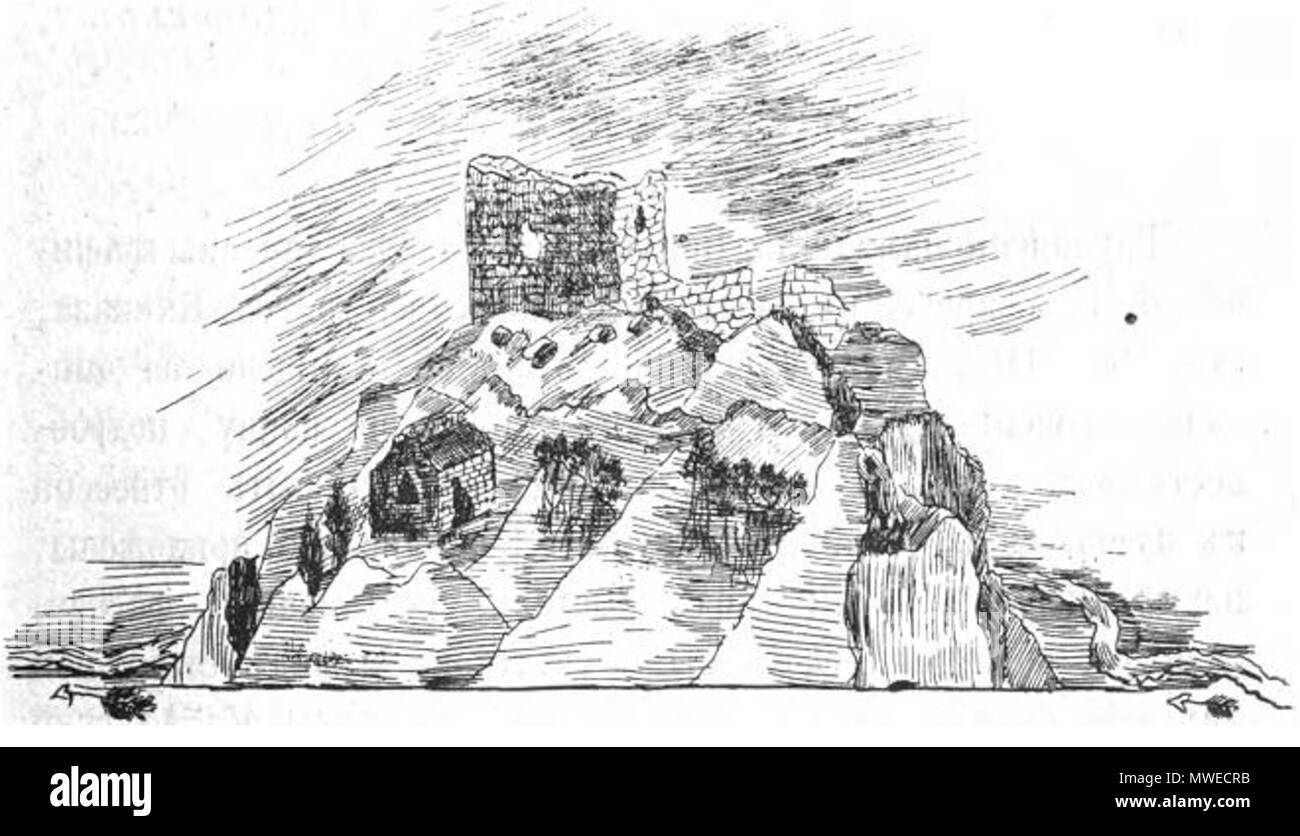 English: A sketch of the medieval Georgian fortress of Jak-su in ...