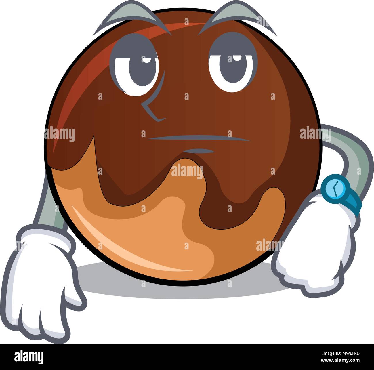 Waiting chocolate donut mascot cartoon Stock Vector Image & Art - Alamy