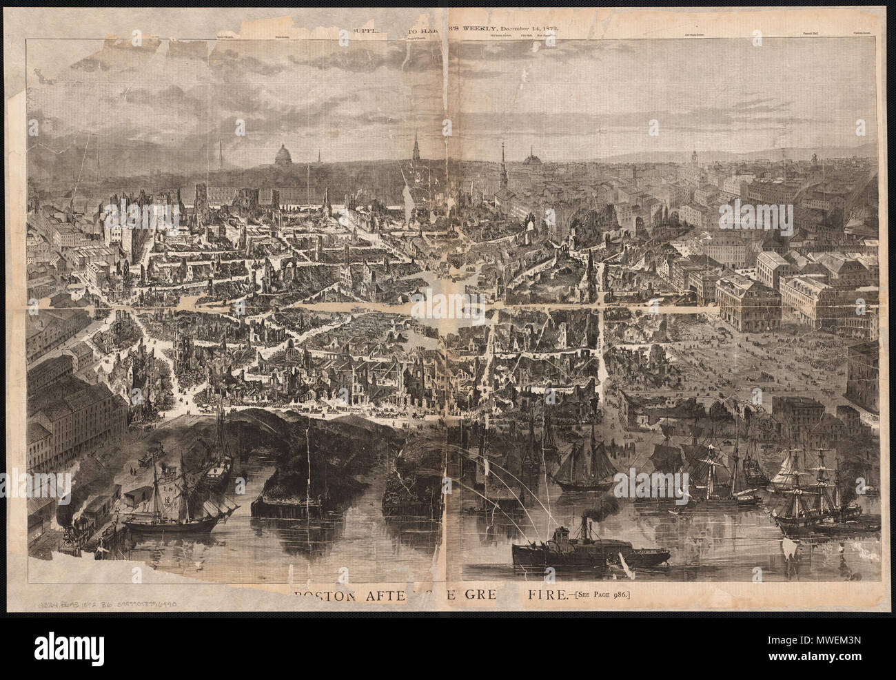 . English: Boston after the Great Fire . 1872. Unknown 93 Boston after the Great Fire Stock Photo