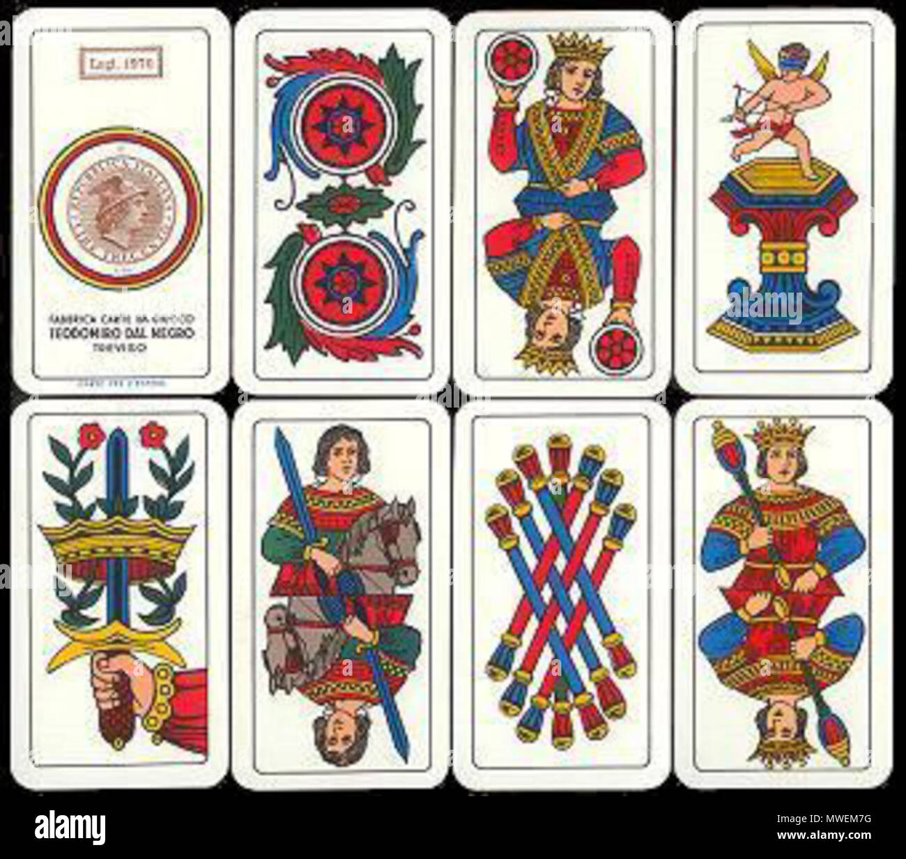 doel Reactor verontreiniging English: Italian Playing Cards, Bergamo deck style. From left to right and  top to bottom: Ace of Coins 2 of Coins King of Coins Ace of Cups Ace of  Swords Knight