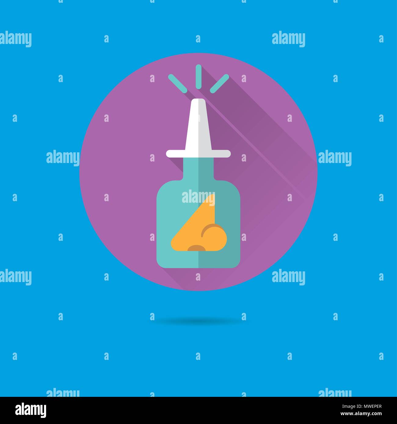nasal spray bottle flat design long shadow vector icon Stock Vector