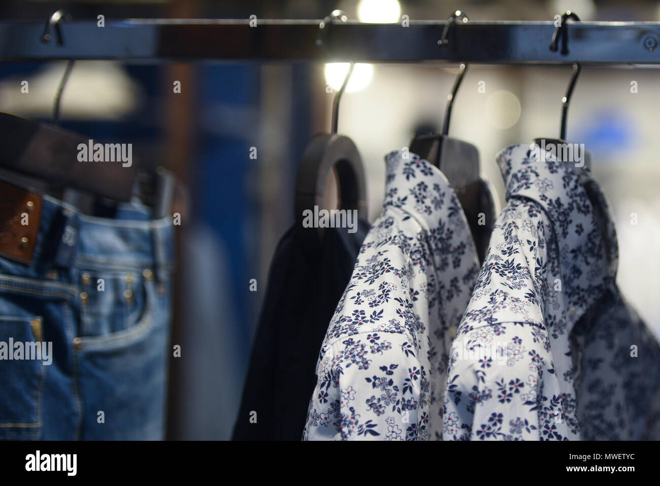 Clothing on racks in a store in Venice Stock Photo Alamy