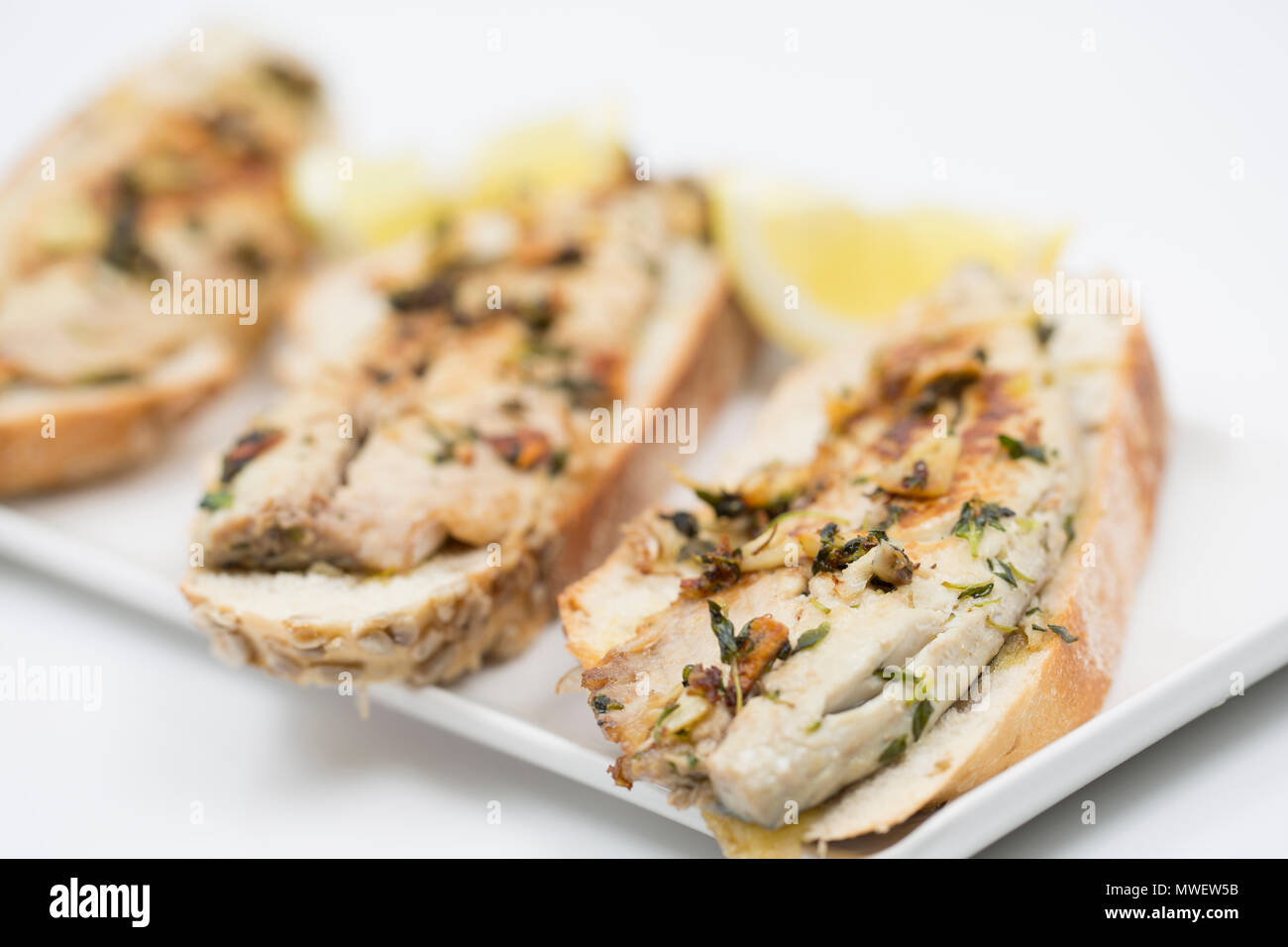 Open sandwiches comprising of mackerel fillets from mackerel,
