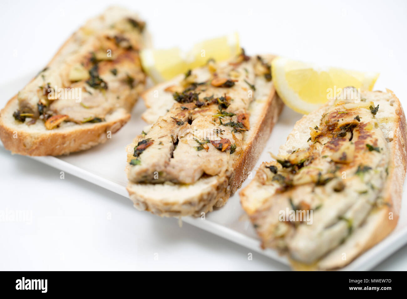 Open sandwiches comprising of mackerel fillets from mackerel,
