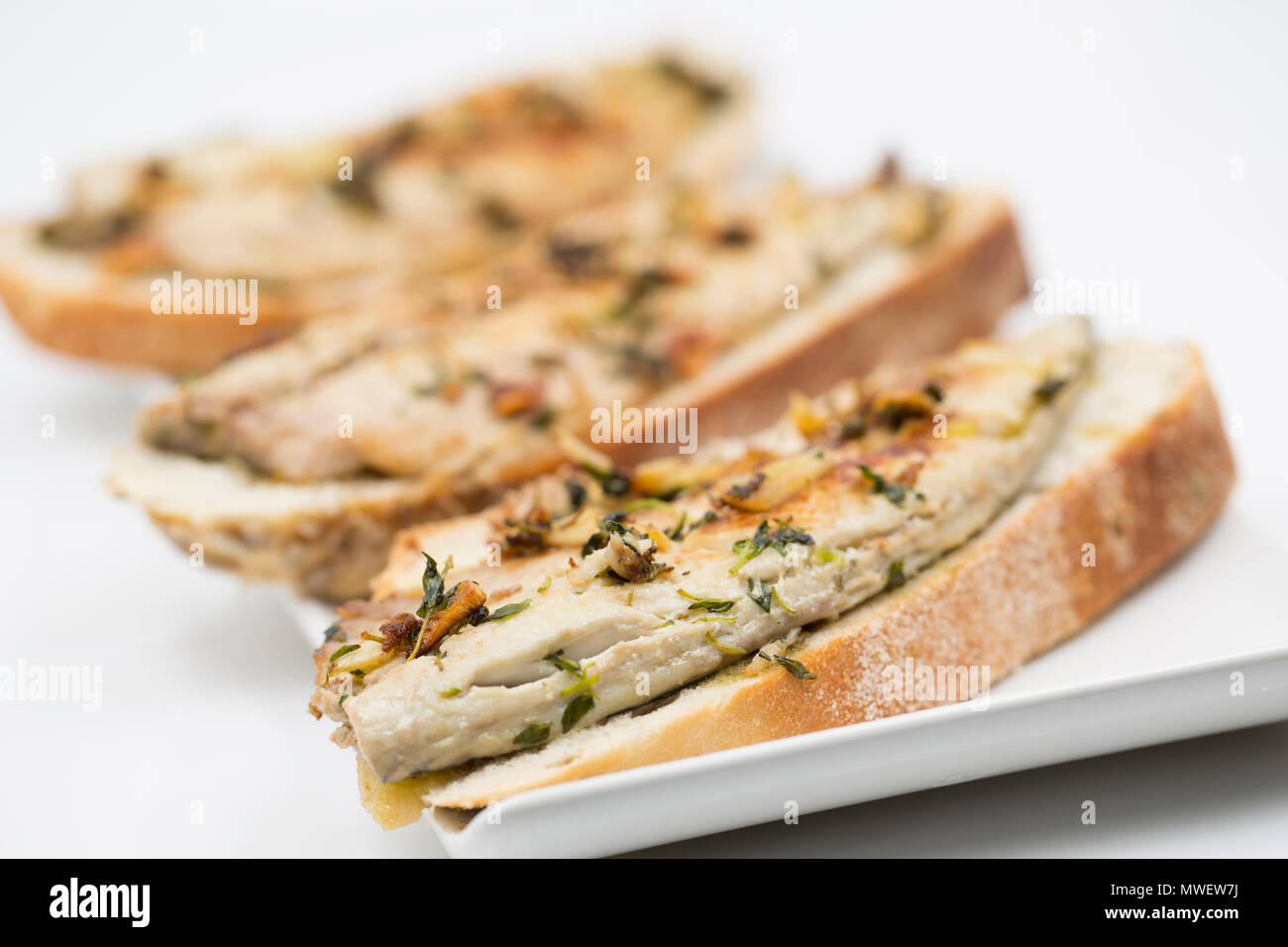 Open sandwiches comprising of mackerel fillets from mackerel,