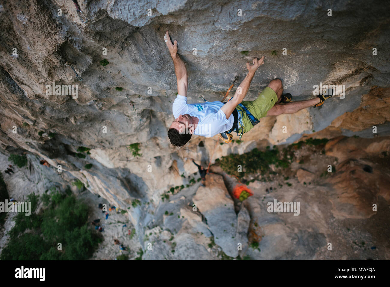 Rock climbing hard route in Paklenica, Croatia Stock Photo Alamy