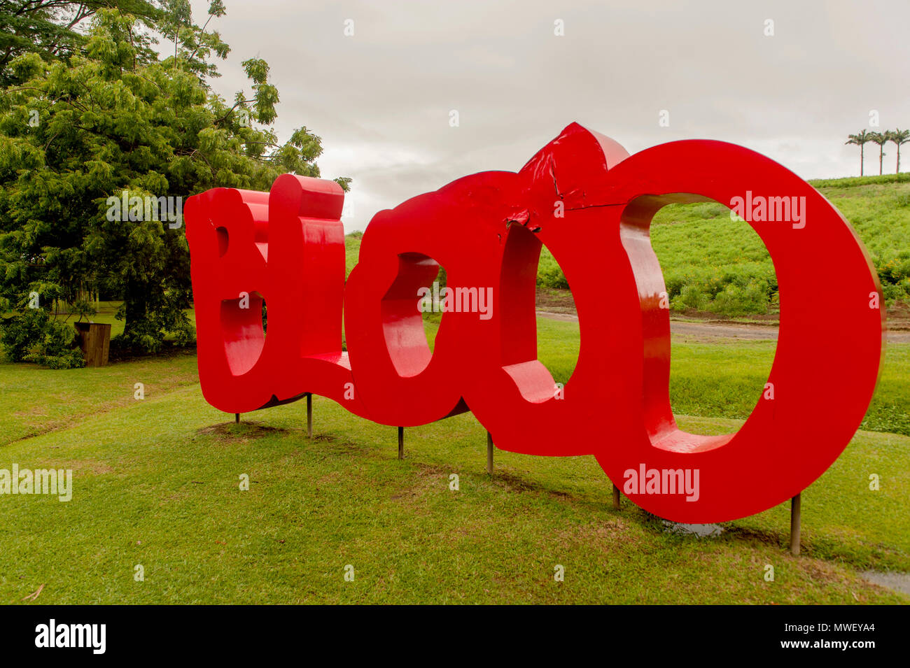 'Blood,' a sculpture by Thierry Alet at Habitation Clément, Martinique Stock Photo