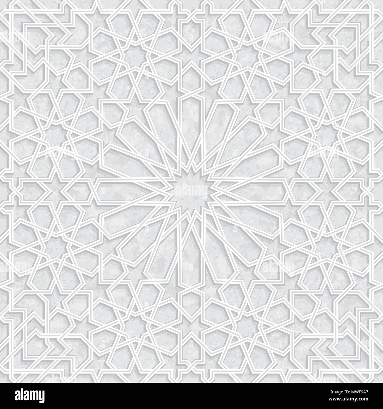 Morocco Seamless Light grey Pattern, Traditional Arabic Islamic wallpaper, Geometric heritage design, vector illustration Stock Vector