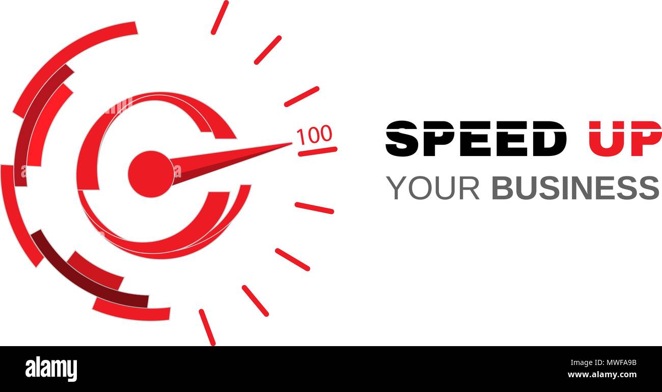 Business card template design with speedometer speed up your business