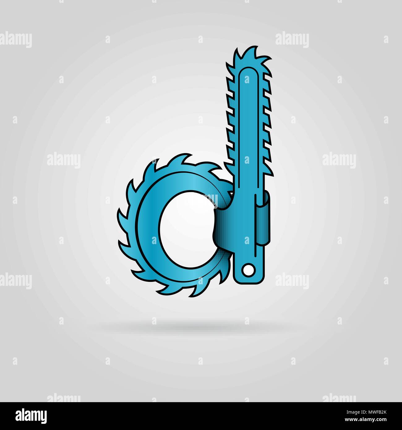 Chainsaw logotype design - lowercase letter d Stock Vector