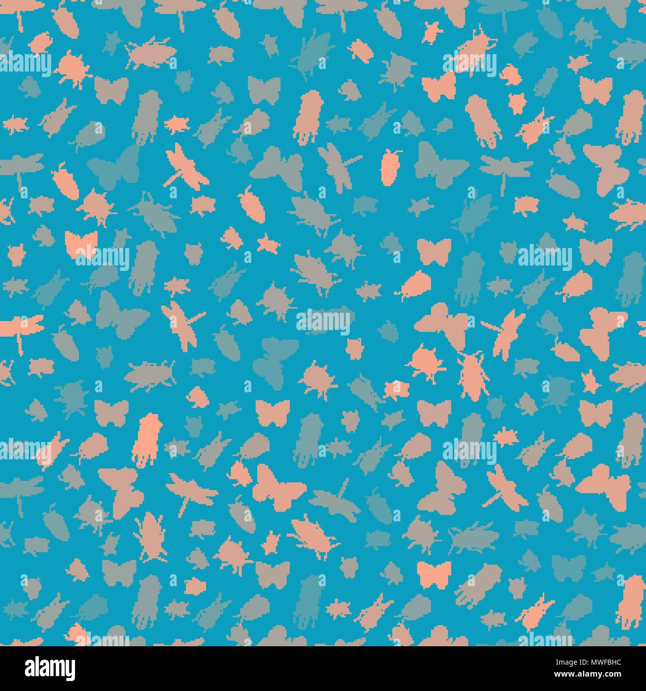 Pattern with bugs, butterflies, and dragonflies. Seamless repeatable ...
