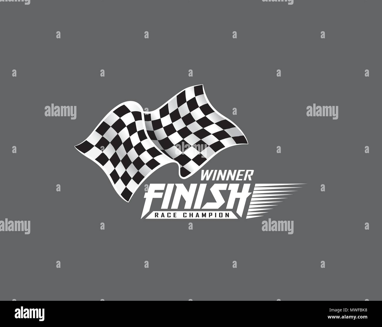 Checkered waving flag Logo, Racing championship emblems & badge with white background, Vector illustration Stock Vector