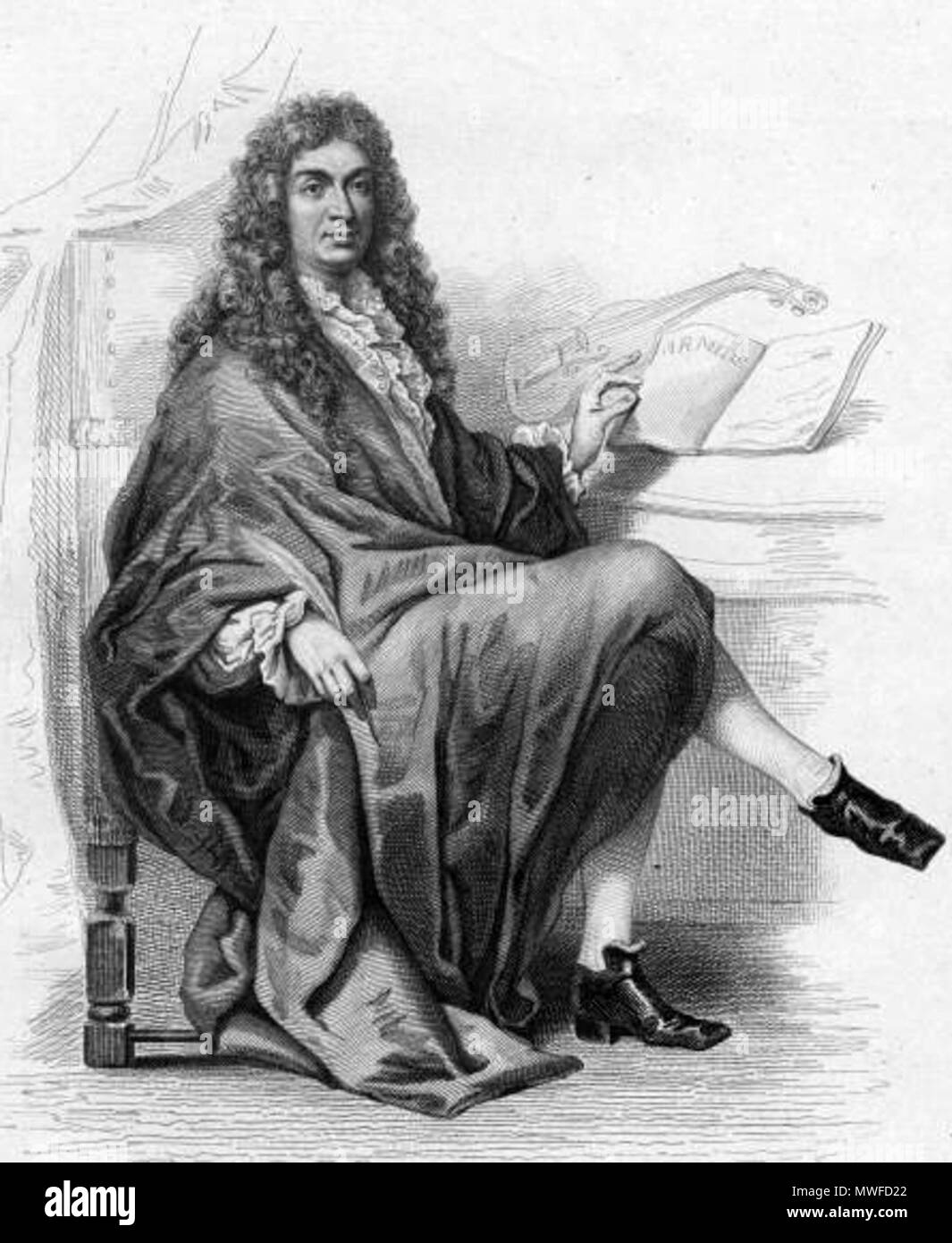 . English: Jean-Baptiste Lully (1632-1687) after a drawing by Tony Johannot (1803-1852). 19th century. Unidentified engraver after Tony Johannot 312 Jean-Baptiste Lully after Tony Johannot Stock Photo