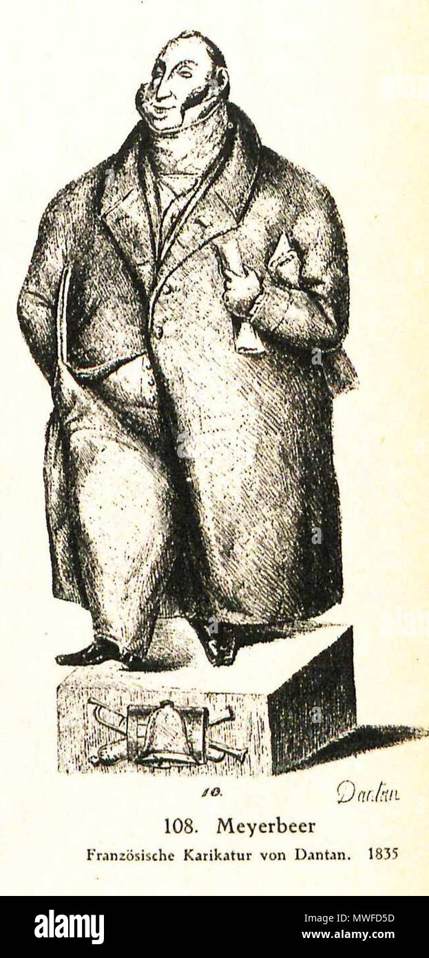 . Deutsch: Jean-Pierre Dantan Meyerbeer 1835 . 1835.   Jean-Pierre Dantan  (1800–1869)      Alternative names Dantan le jeune  Description French caricaturist and sculptor  Date of birth/death 28 December 1800 6 September 1869  Location of birth/death Paris Baden-Baden  Authority control  : Q389430 VIAF: 49488075 ISNI: 0000 0000 6658 1267 ULAN: 500022849 LCCN: n90699987 WGA: DANTAN, Jean-Pierre WorldCat 313 Jean-Pierre Dantan - Meyerbeer Stock Photo