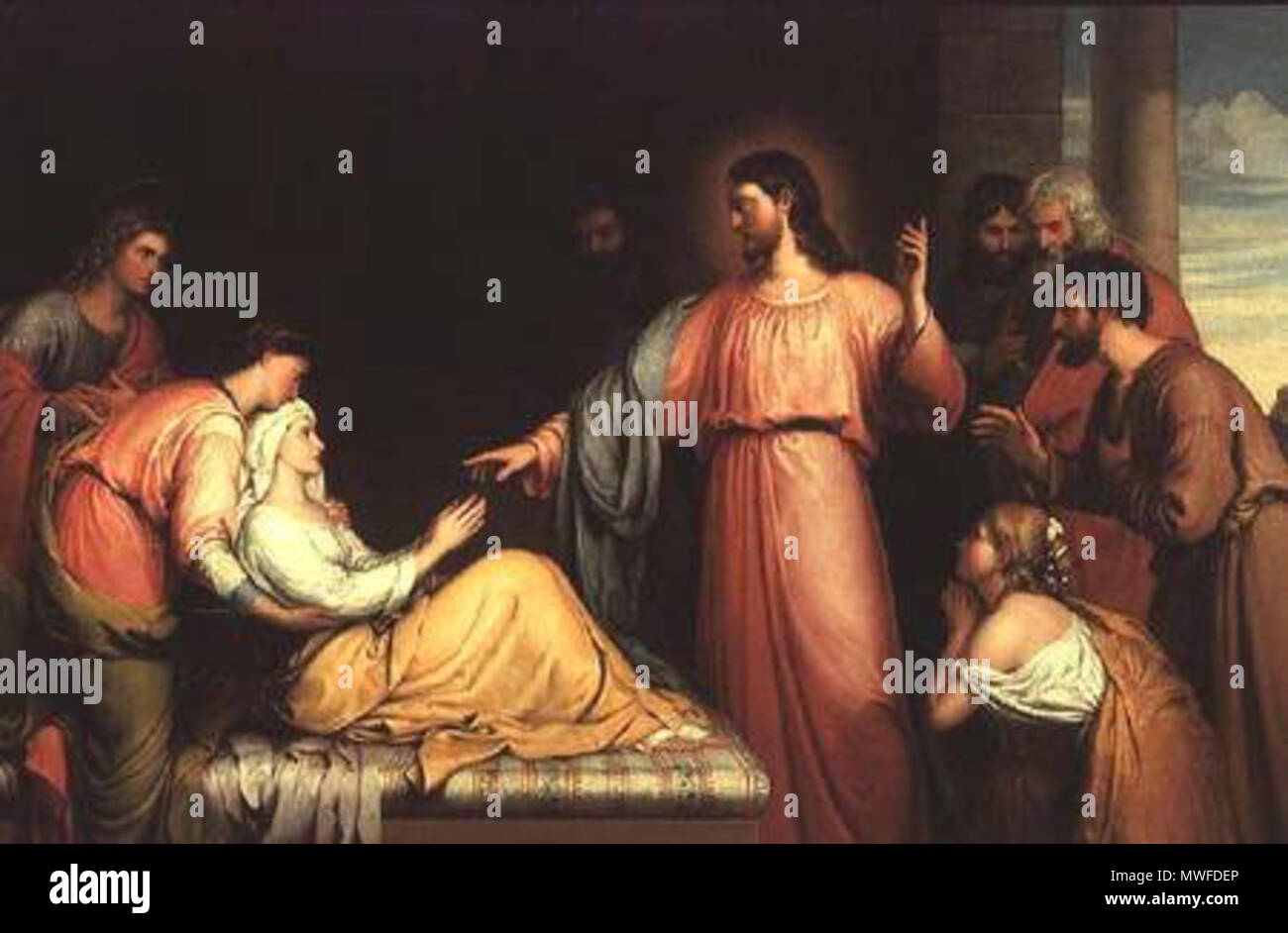 . John Bridges: Christ Healing the Mother of Simon Peter . 19th century. John Bridges (fl. 1818-1854) 320 John Bridges Christ healing the mother of Simon Peter Stock Photo