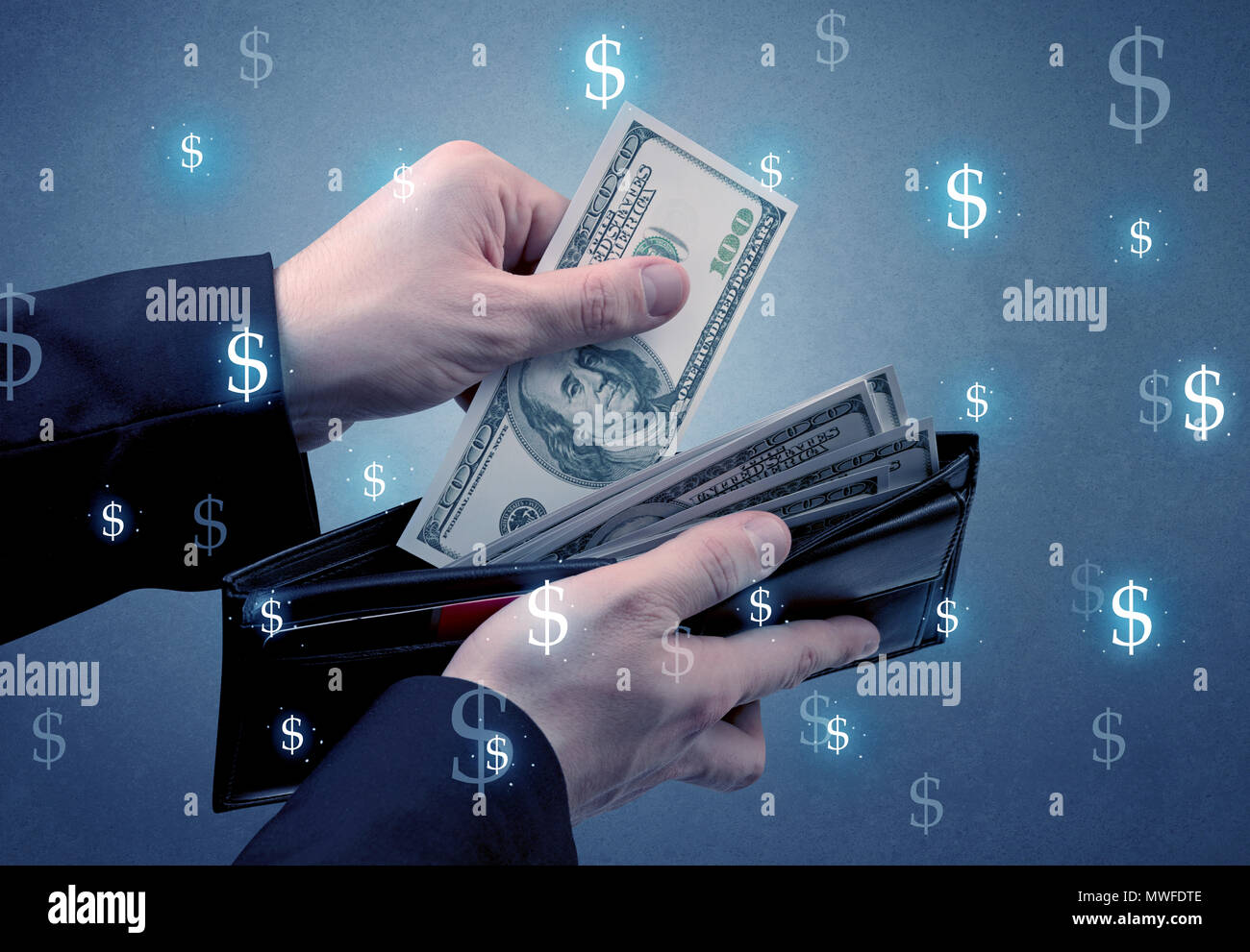 Hand takes out dollar money from a wallet with dollar symbol wallpaper Stock Photo - Alamy Hand takes out dollar money from a wallet with dollar symbol wallpaper Stock Photo - Alamy