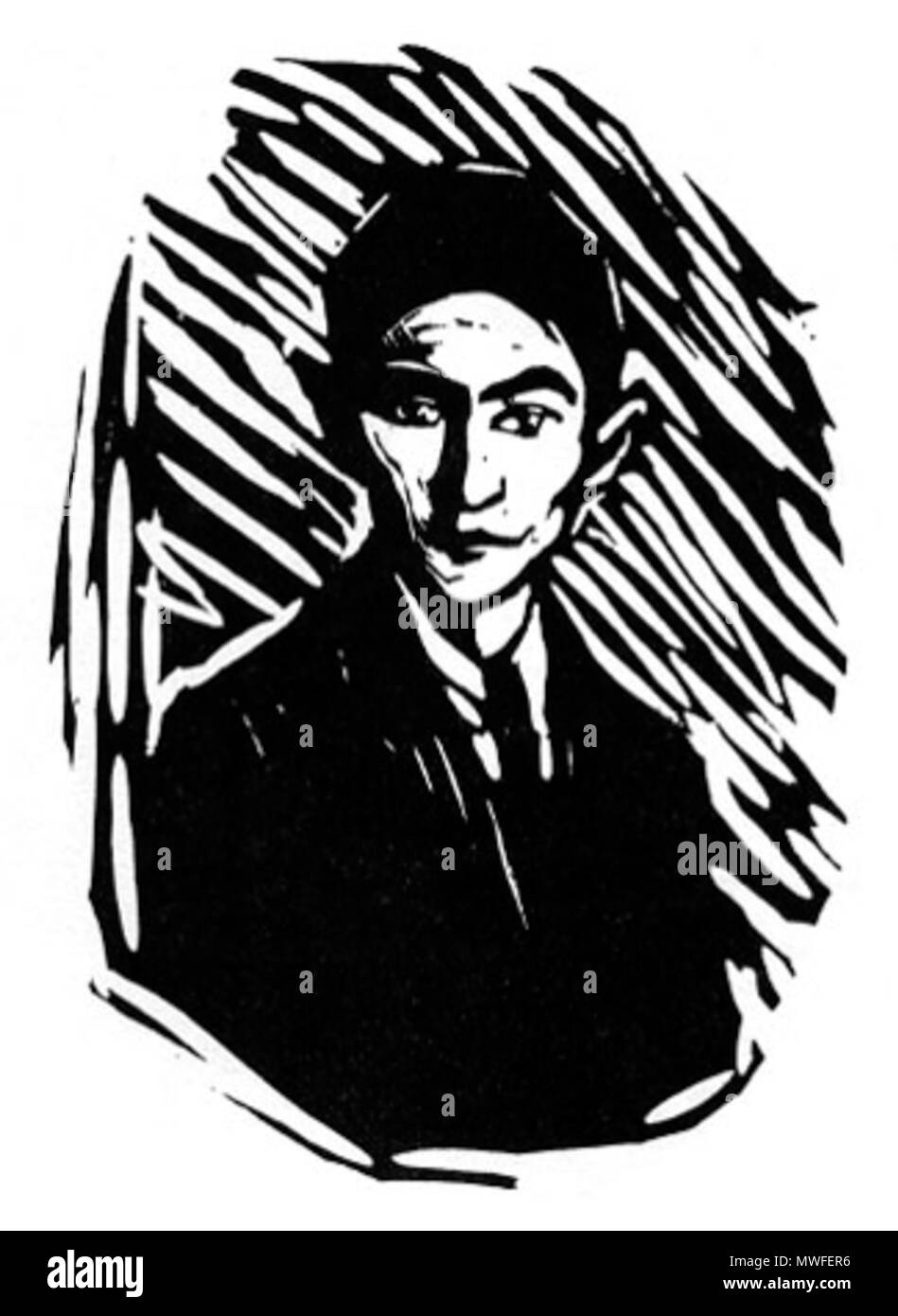 . English: 'Franz Kafka' by Hans Fronius . Hans Fronius 332 Kafka-fronius Stock Photo