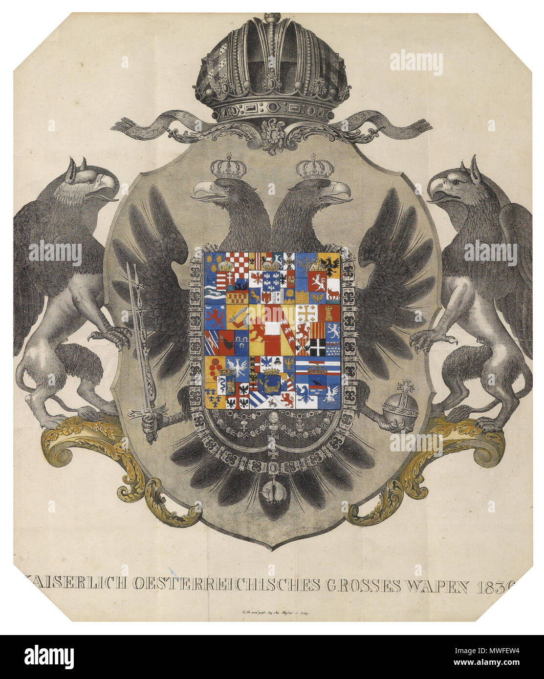 332 Kaiserlich österreichisches großes Wappen 1836 Stock Photo