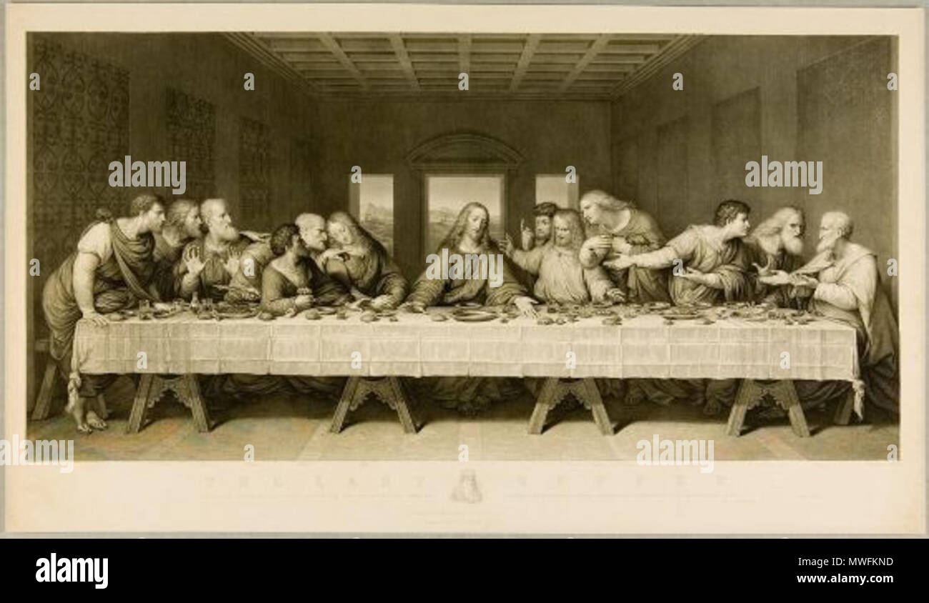 . English: Etching of the Last Supper . circa 1845. Alexander L. Dick