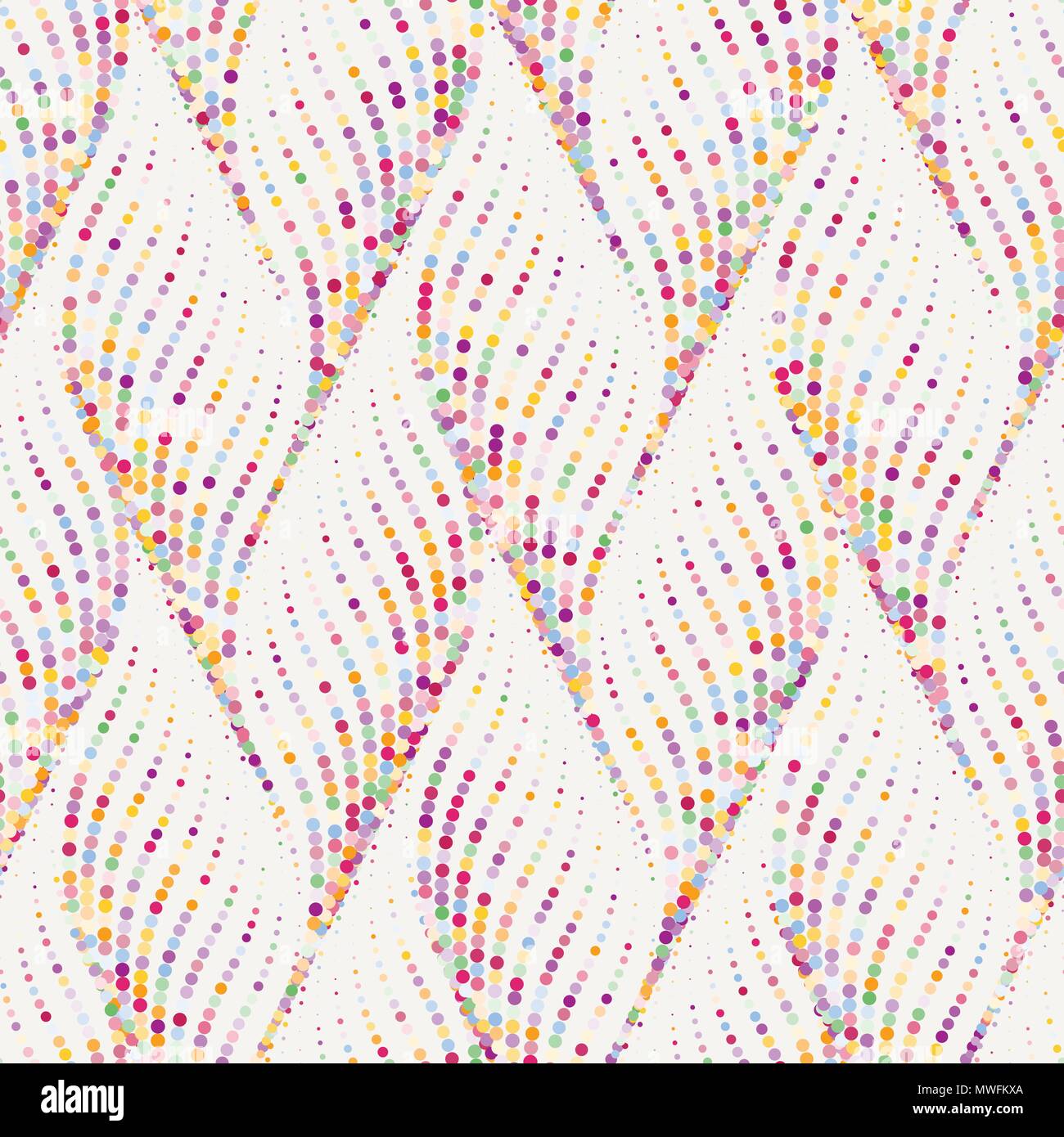 Colorful abstract dotted wave stylish texture. Endless modern halftone background. Vector seamless geometric pattern Stock Vector