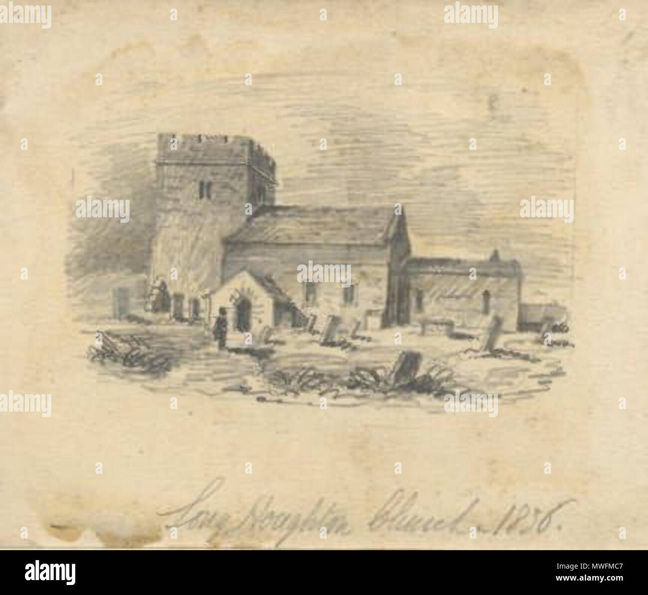 . Longhoughton Church, 1836 . 1836. Unknown 375 Longhoughton Stock Photo