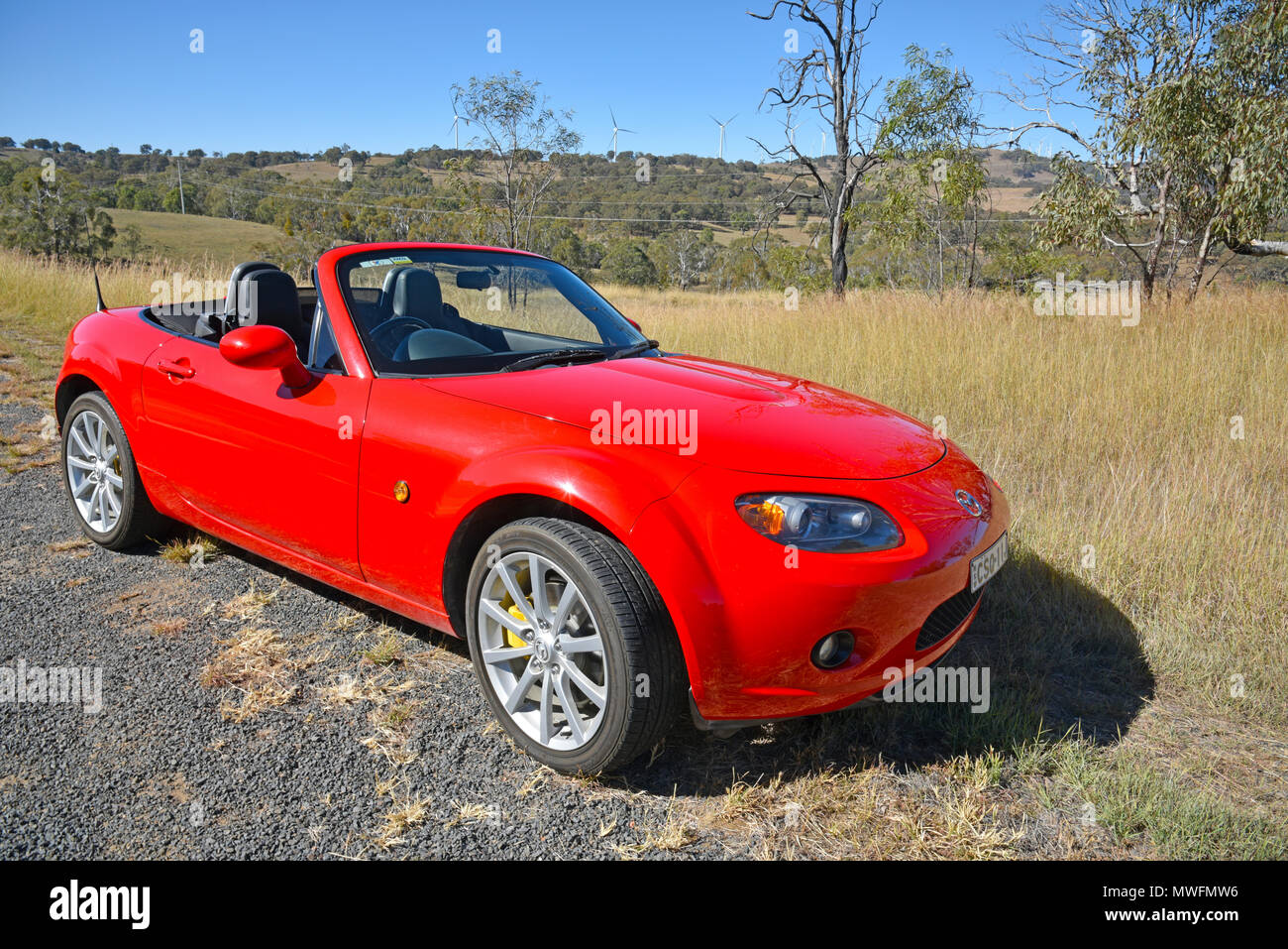06 Nc Mazda Mx 5 Or Miata At White Rocks Wind Farm Near Glen Innes In Celtic Country New South Wales Australia Stock Photo Alamy