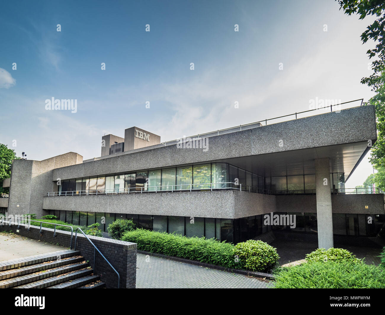 IBM Southbank London - the brutalist style riverside IBM offices on London's South Bank, architect Denys Lasdun 1985 Stock Photo