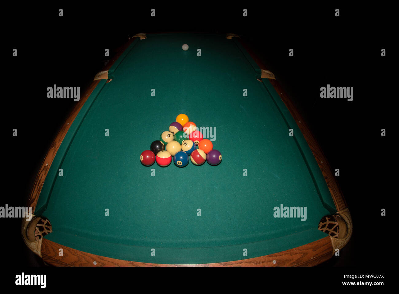 Pool billiard old eight balls table isolated on black Stock Photo Alamy