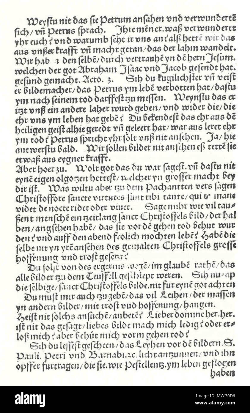 . Deutsch: Andreas Bodenstein von Karlstadt: Von Abtuhung der Bylder, vnd das keyn Betdler vnther den Christen seyn soll. . Andreas Bodenstein von Karlstadt 336 Karlstadt Von abtuhung der Bylder 15 Stock Photo