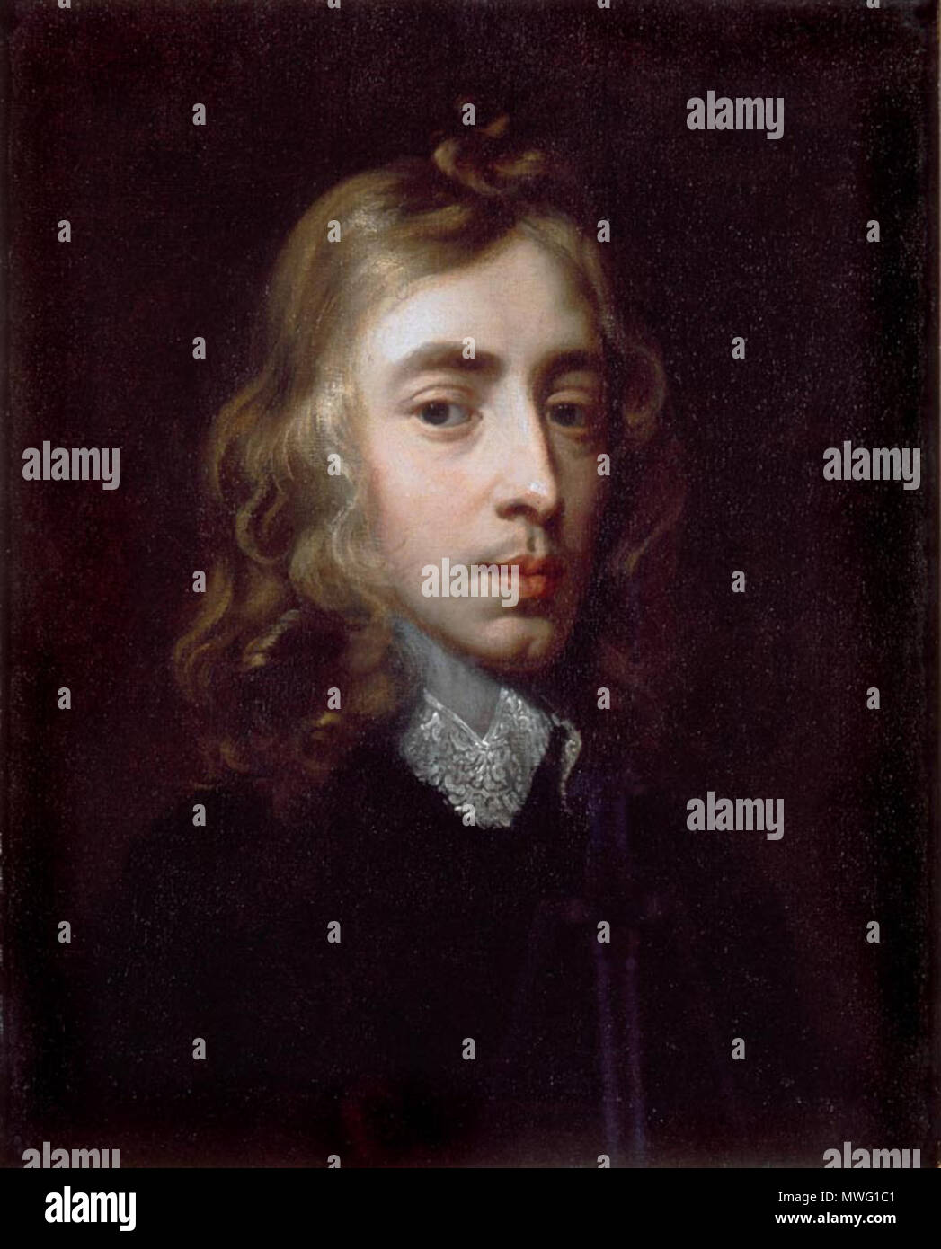 . Hall portrait of John Milton from Christ's College, Cambridge . 17th century. Mary Beale or Peter Lely 321 John Milton Christ's College Stock Photo