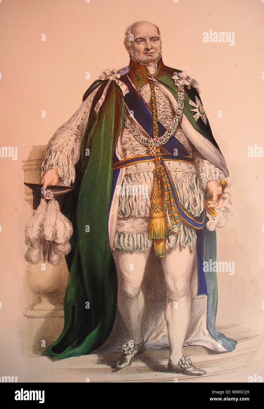 . Prince Augustus Frederick, Duke of Sussex wearing the robes of a Knight Companion of the Order of the Thistle . 17 February 2007. Artist: G.E. Madeley (fl.1826–1841, date of death unknown). Photograph by User:Dr pda 342 Knight of the Order of the Thistle Stock Photo