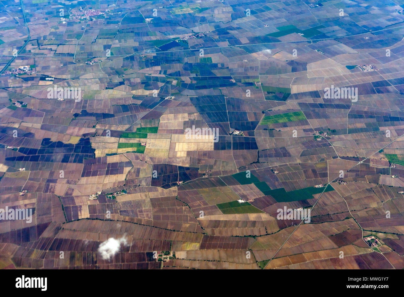 po river lombardia farmed field aeriel landscape panorama Stock Photo