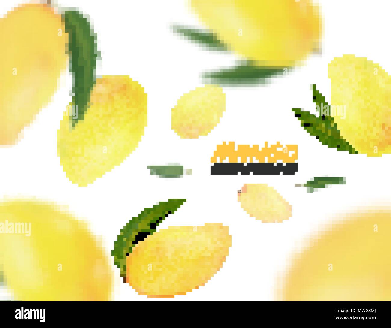 Falling mangoes fruit isolated on white background. Vector 3d illustration Stock Vector